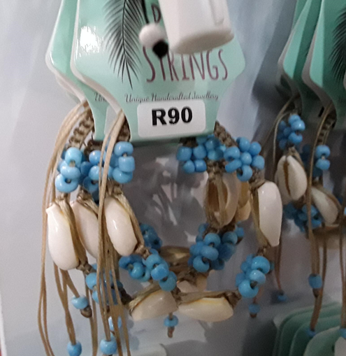 Cowrie Bracelet with Blue Flowers - - MythAfrica