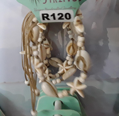 Cowrie Bracelet with White Beads & Starfish - - MythAfrica