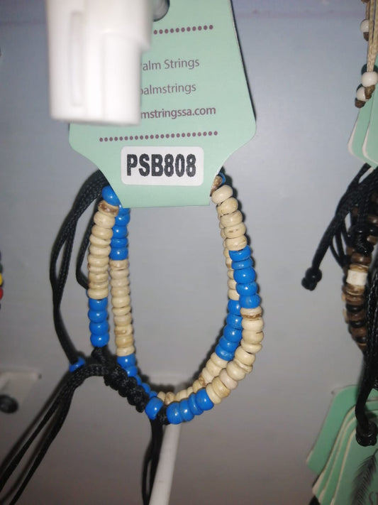PSB808 White & Blue Beaded Bracelet