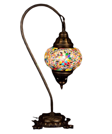 Turkish Mosaic Swan Neck Table Lamps
