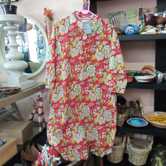 Thread's Clothing Co - Indian Cotton Tunic - Scarlet - Dresses - Threads Clothing co.