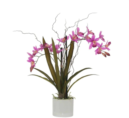 Artificial Plant Hot Pink Orchid in Pot 51cm